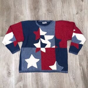 Timberlea Patriotic Stars Sweater Red White Blue